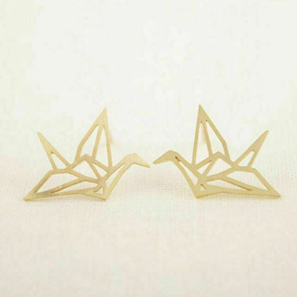 Jewelry - NWOT Gold Paper Crane Studs
